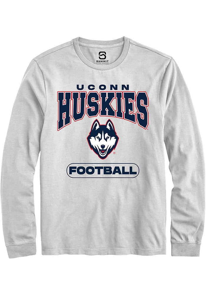 UConn Huskies Unisex Football White Long Sleeve T-Shirt