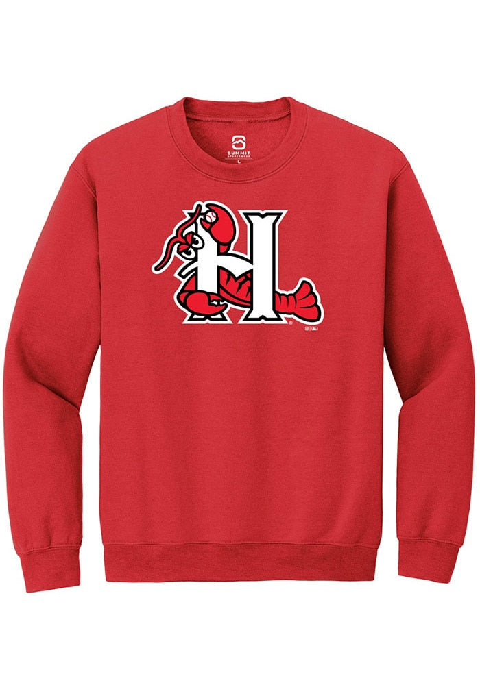 Hickory Crawdads Unisex Red Primary Logo Unisex Crew Neck Sweatshirt