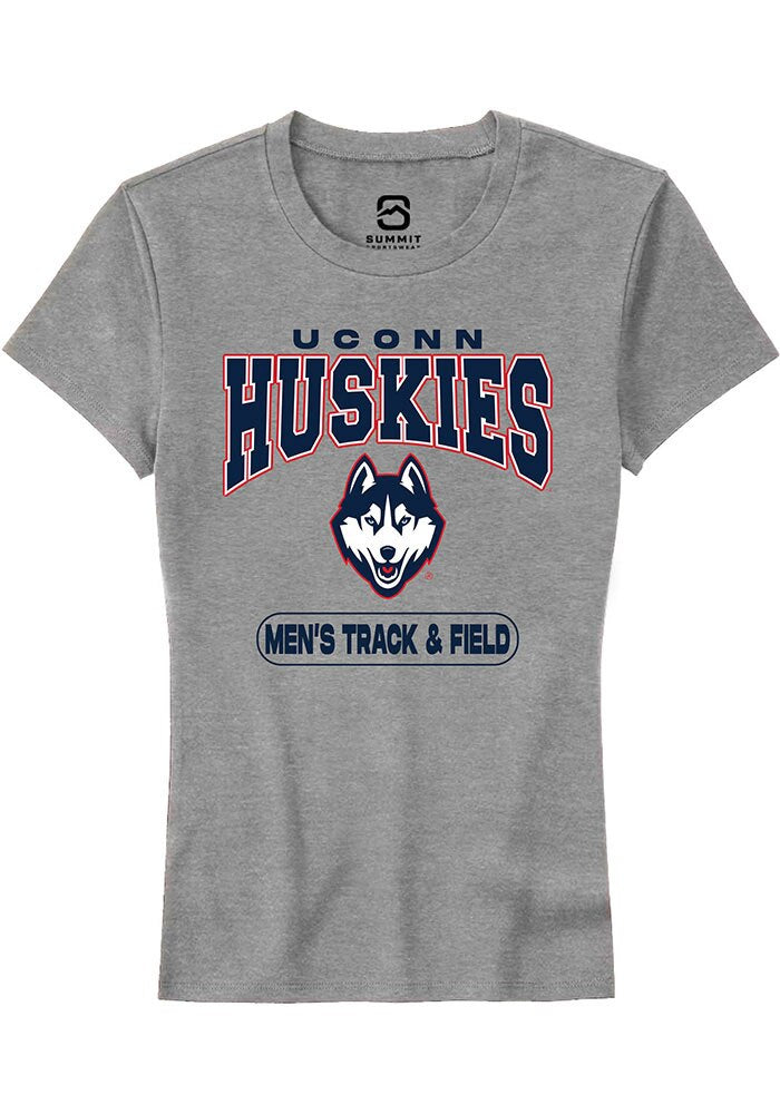 UConn Huskies Womens Mens Track & Field Heather Grey Short Sleeve T-Shirt