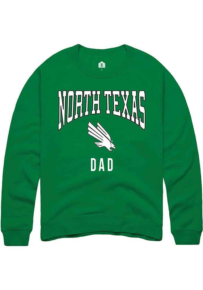 North Texas Mean Green Mens Kelly Green Dad Long Sleeve Crew Sweatshirt