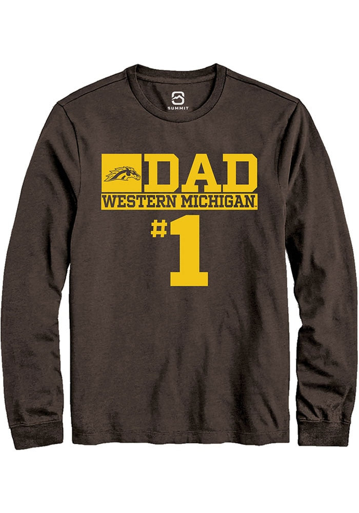 Western Michigan Broncos Brown No 1 Dad Long Sleeve T-Shirt