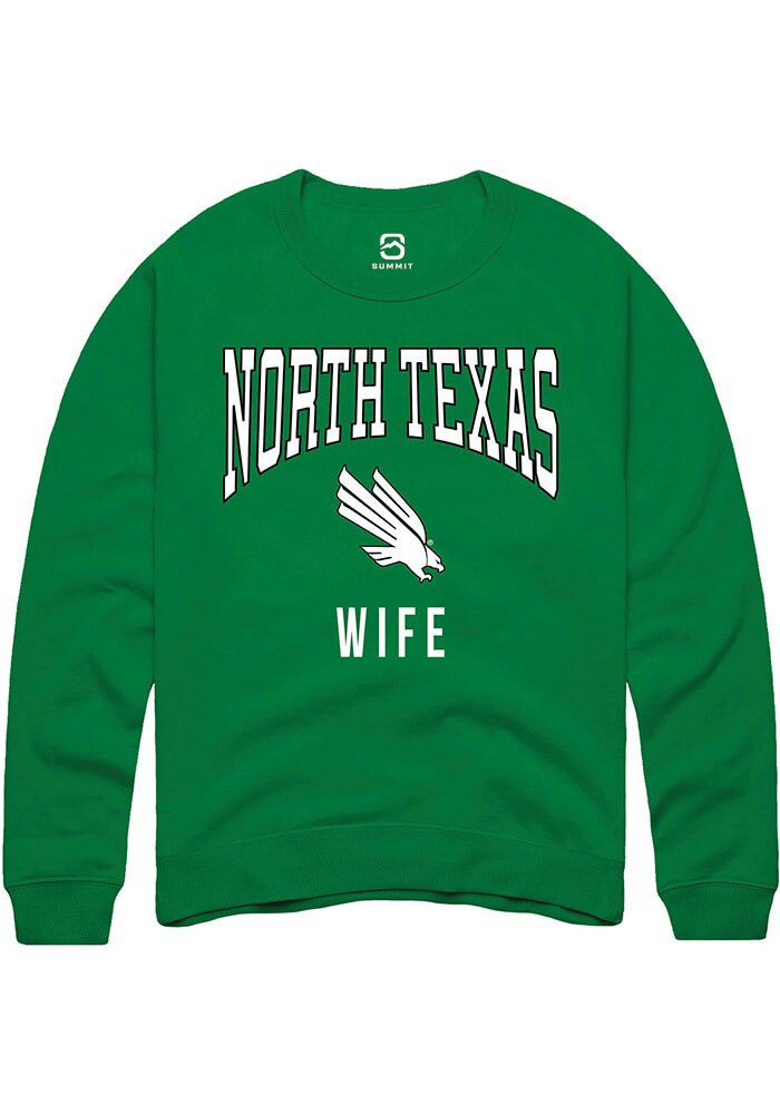 North Texas Mean Green Mens Kelly Green Wife Long Sleeve Crew Sweatshirt