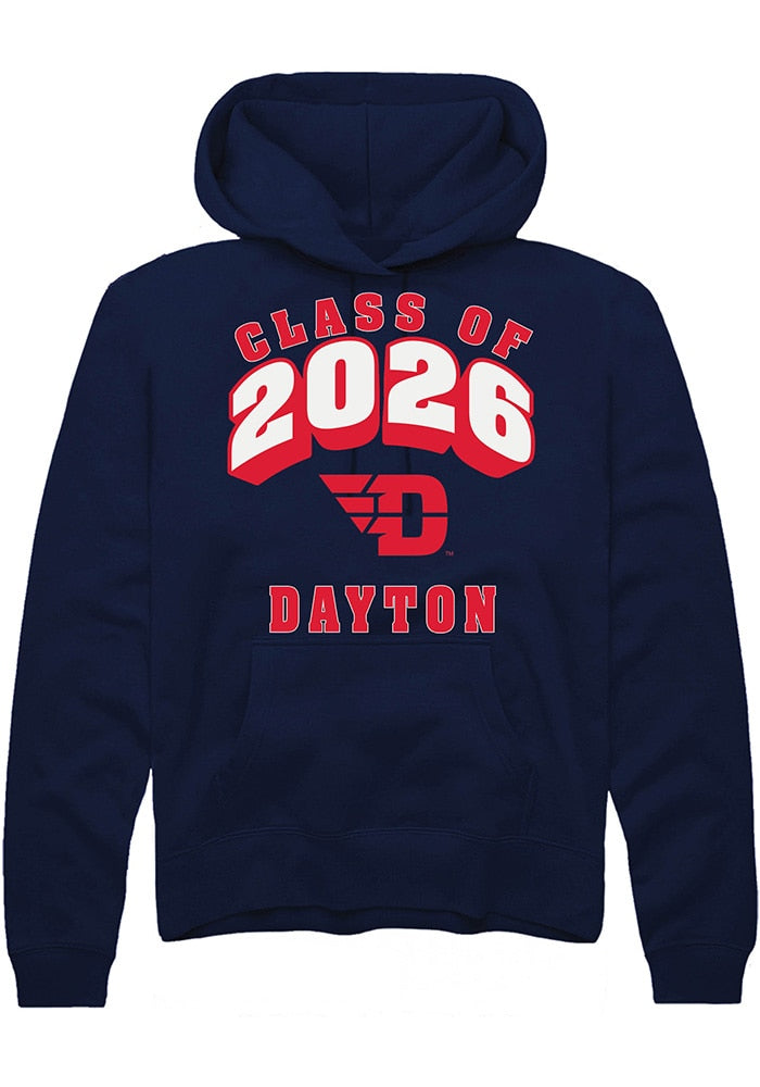 Dayton Flyers Mens Navy Blue Class of 2026 Long Sleeve Hoodie