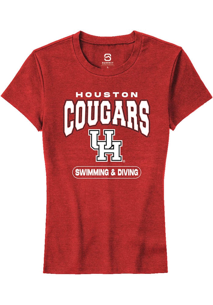 Houston Cougars Womens Red Swimming & Diving Short Sleeve T-Shirt