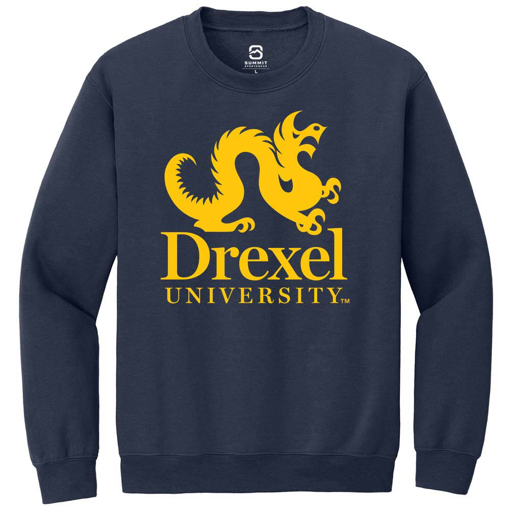 Drexel Dragons Mens Navy Blue Primary Logo Long Sleeve Crew Sweatshirt