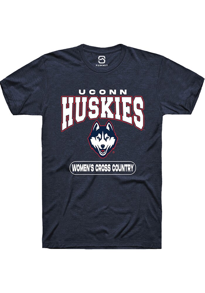 UConn Huskies Unisex Womens Cross Country Heather Navy Short Sleeve T-Shirt