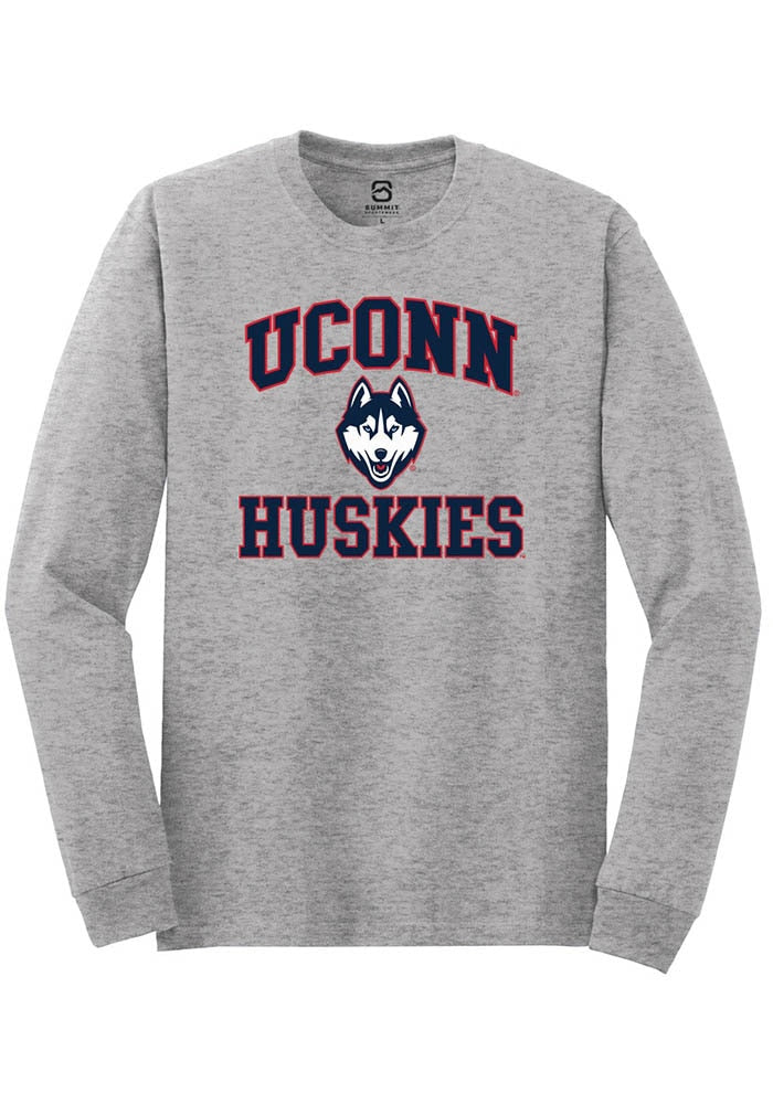 UConn Huskies Unisex No 1 Heather Grey Long Sleeve T-Shirt