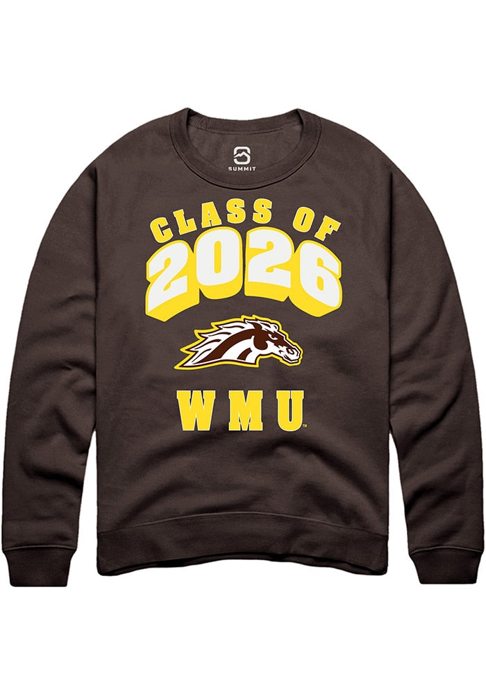 Western Michigan Broncos Mens Brown Class of 2026 Long Sleeve Crew Sweatshirt