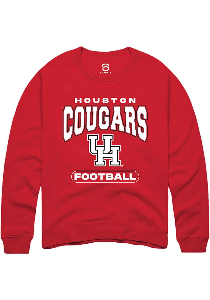 Houston Cougars Mens Red Football Long Sleeve Crew Sweatshirt