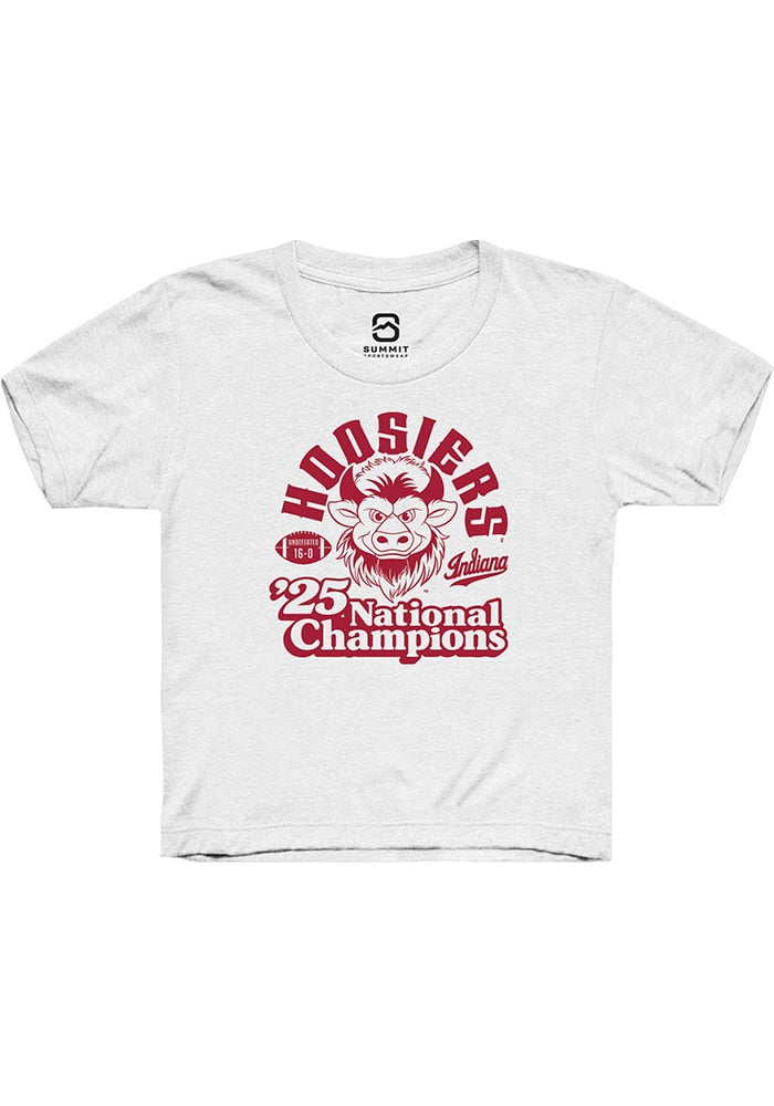 Indiana Hoosiers Youth White Vintage 2025 National Champions Short Sleeve T-Shirt