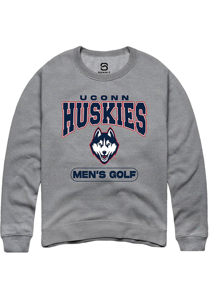 UConn Huskies Unisex Mens Golf Heather Graphite Crew Sweatshirt