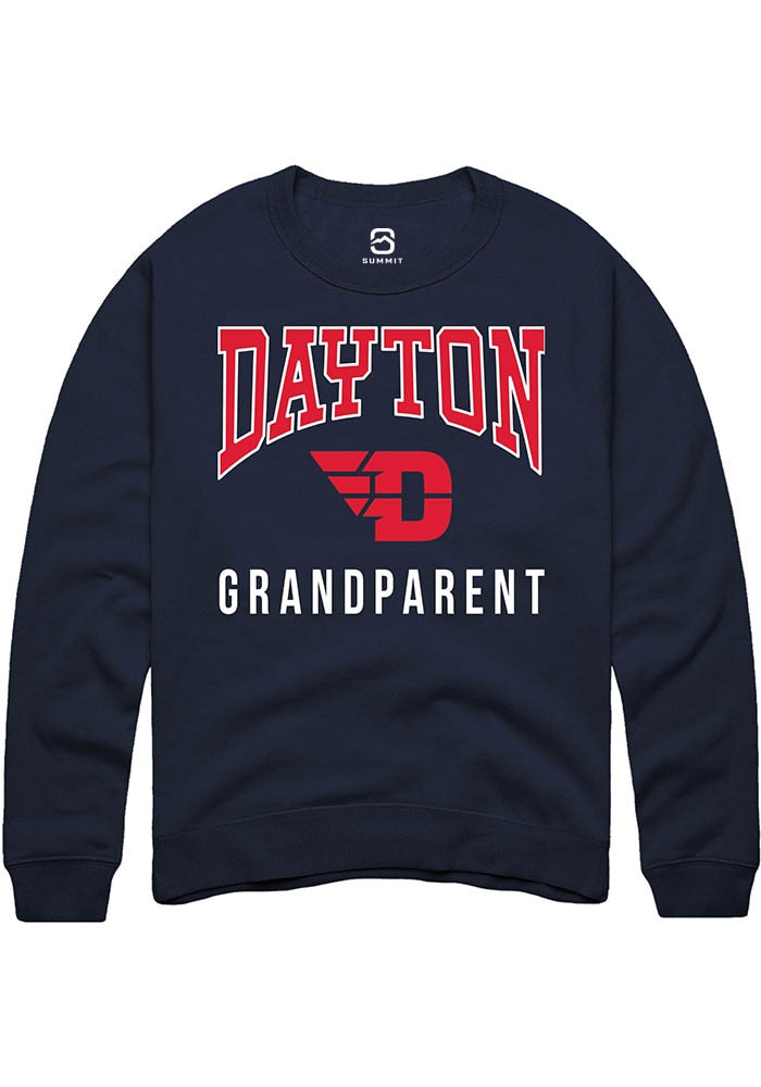 Dayton Flyers Mens Navy Blue Grandparent Long Sleeve Crew Sweatshirt