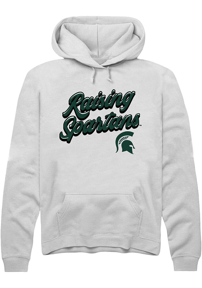Michigan State Spartans Mens White RAISING MASCOTS Long Sleeve Hoodie