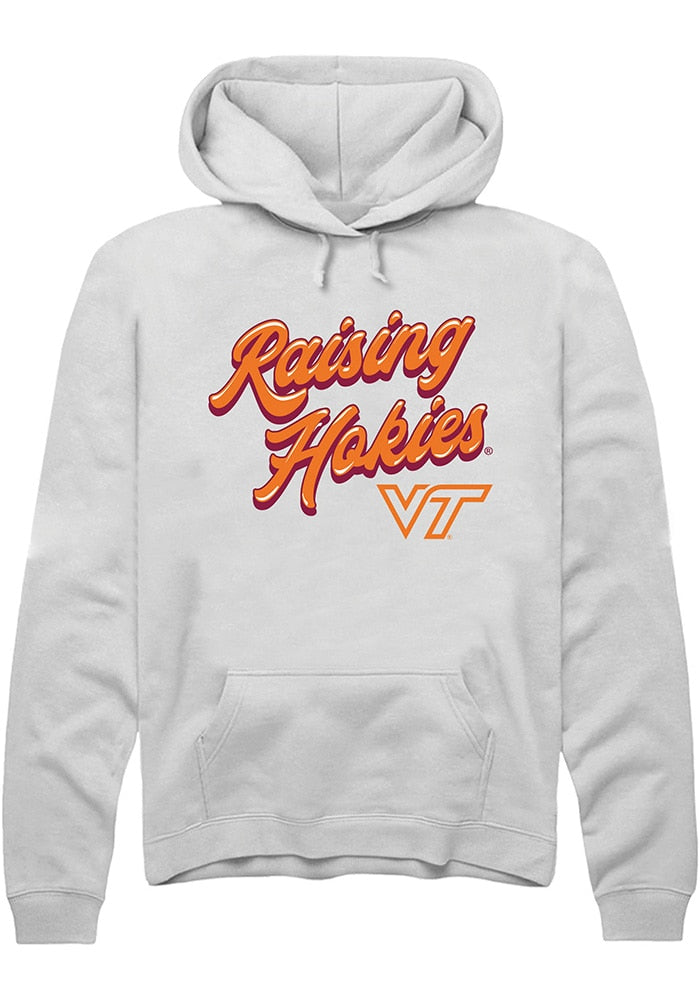Virginia Tech Hokies Mens White RAISING MASCOTS Long Sleeve Hoodie