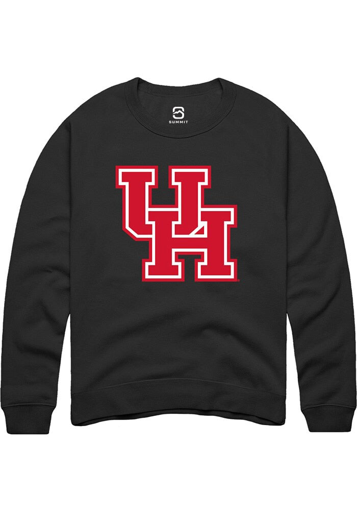 Houston Cougars Mens Black Primary Logo Long Sleeve Crew Sweatshirt