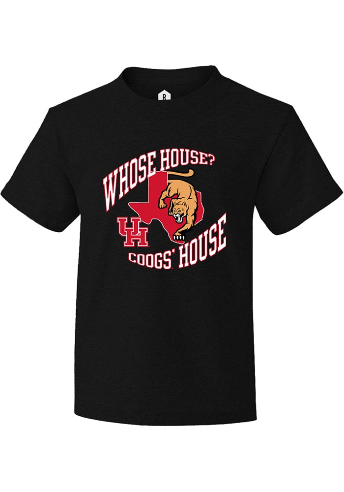 Houston Cougars Youth Black Coog's House Graphic Short Sleeve T-Shirt