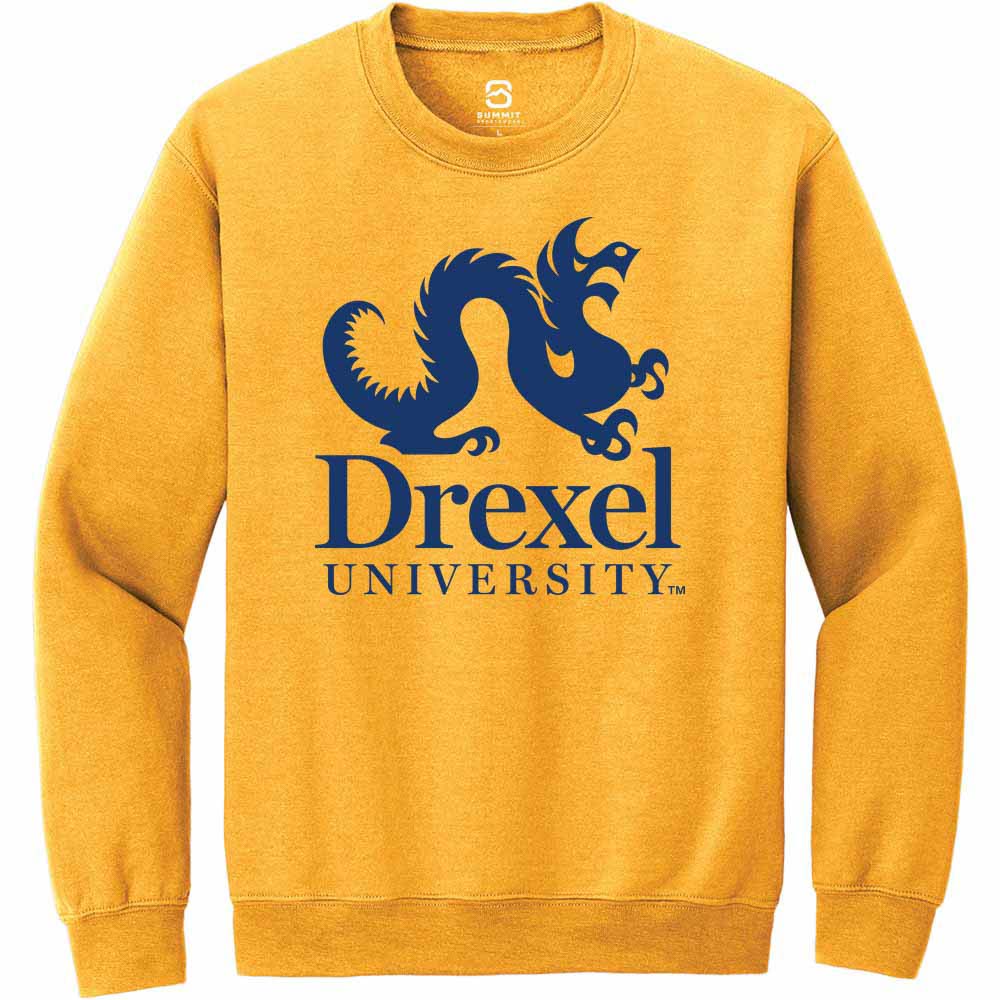 Drexel Dragons Mens Gold Academic Long Sleeve Crew Sweatshirt