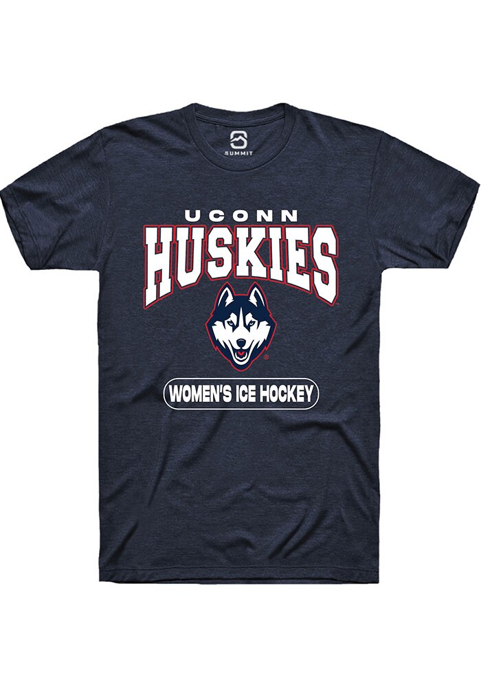UConn Huskies Unisex Womens Ice Hockey Heather Navy Short Sleeve T-Shirt