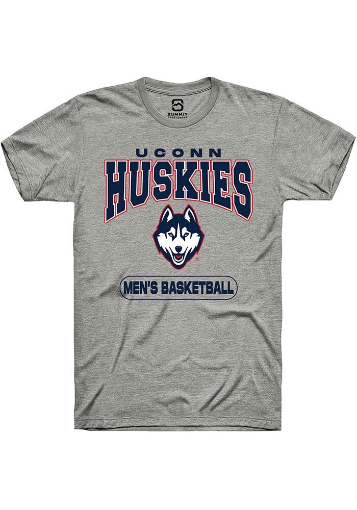 UConn Huskies Unisex Mens Basketball Heather Grey Short Sleeve T-Shirt