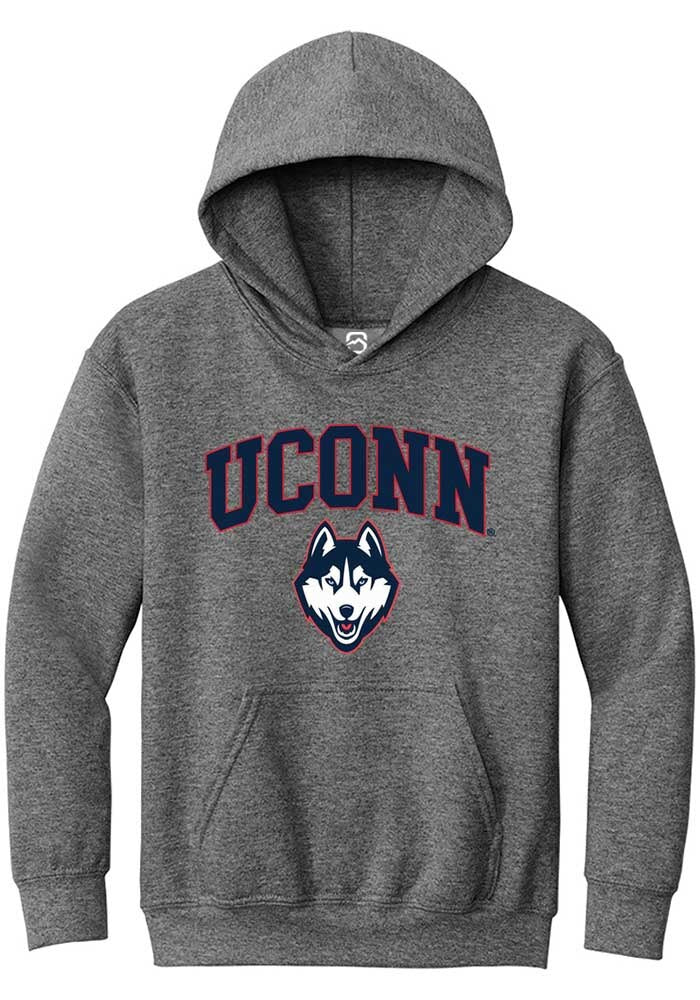 UConn Huskies Youth Arch Logo Heather Graphite Hoodie