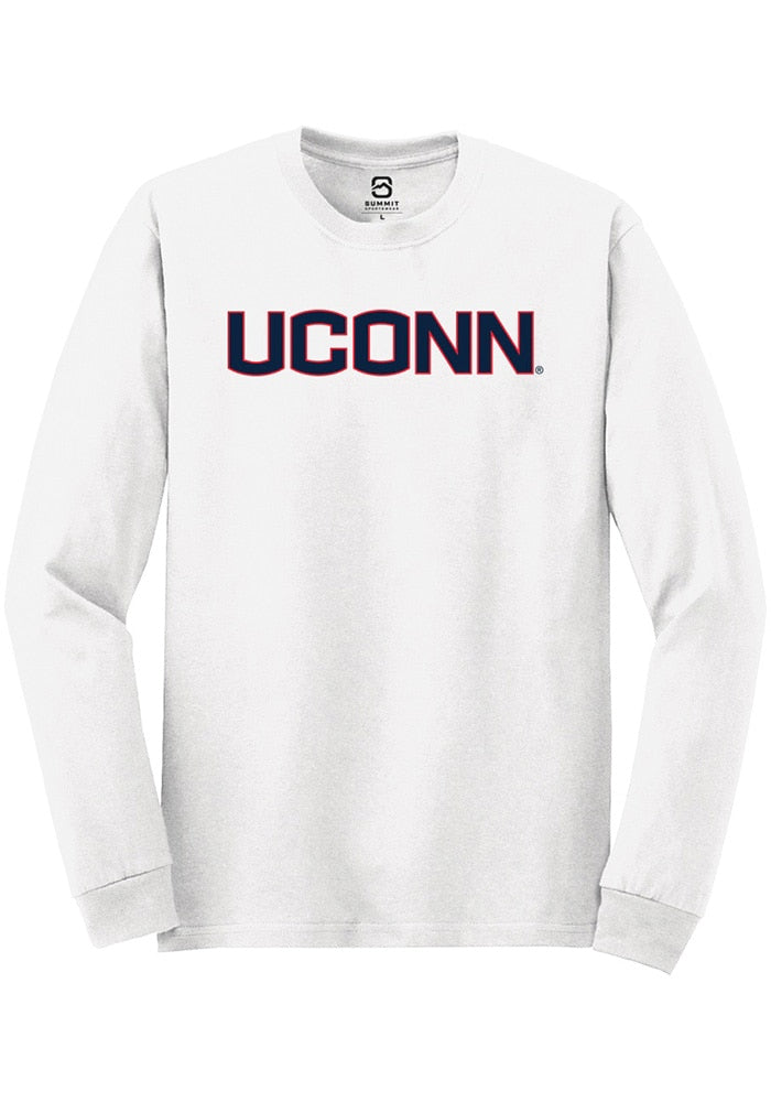 UConn Huskies Unisex Straight Block White Long Sleeve T-Shirt