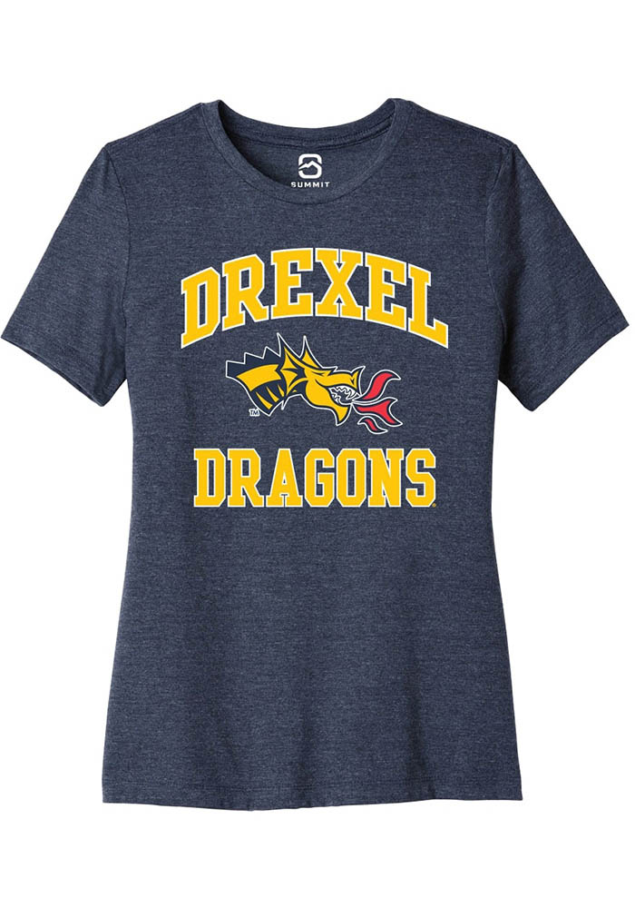 Drexel Dragons Womens Navy Blue No 1 Primary Short Sleeve T-Shirt