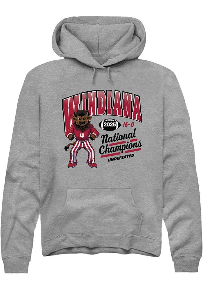 Indiana Hoosiers Unisex Graphite Heather Windiana Arch 2025 National Champions Hoodie