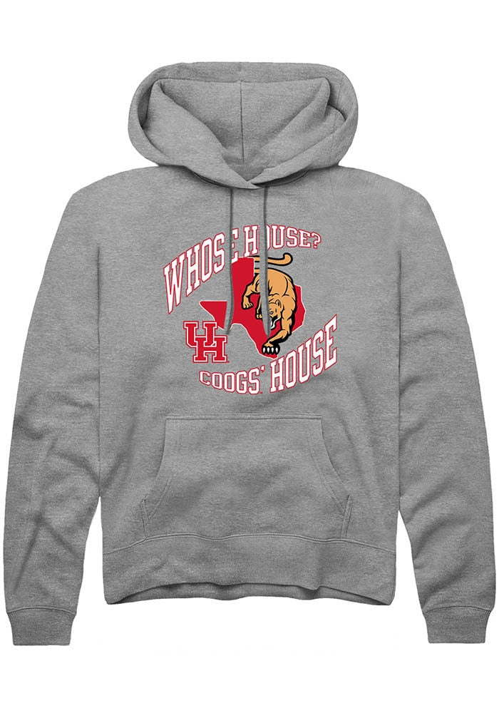 Houston Cougars Mens Grey Coog's House Long Sleeve Hoodie