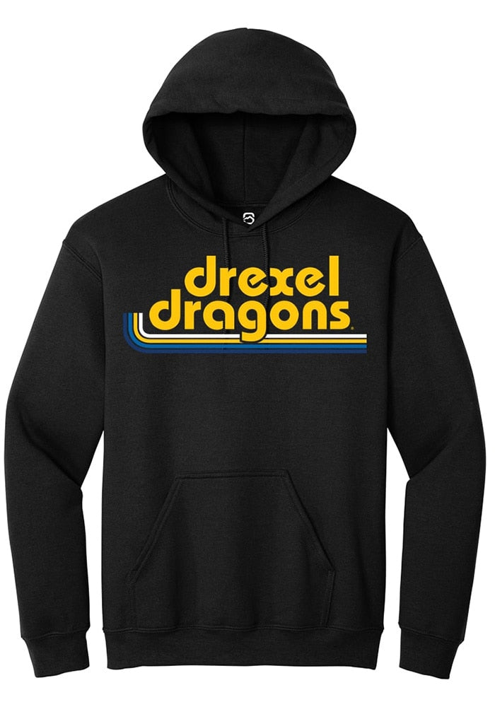 Drexel Dragons Mens Black Stripes Long Sleeve Hoodie