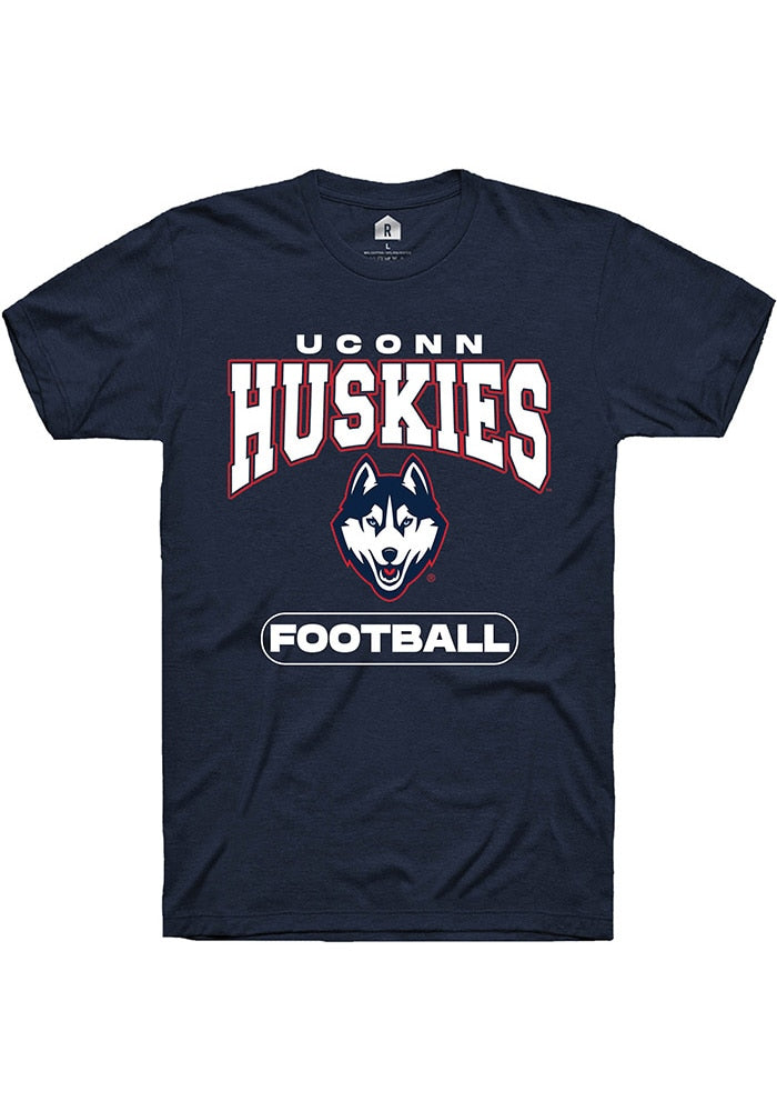 UConn Huskies Unisex Football Navy Short Sleeve T-Shirt