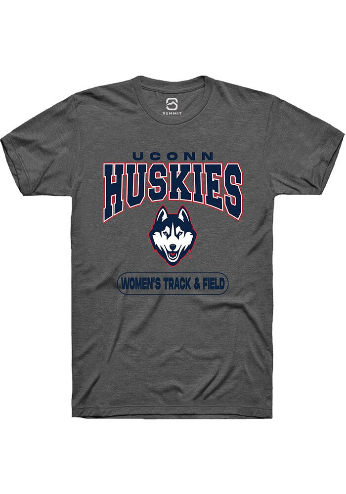 UConn Huskies Unisex Womens Track and Field Charcoal Short Sleeve T-Shirt