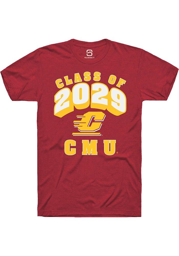 Central Michigan Chippewas Maroon Class of 2029 Short Sleeve T-Shirt