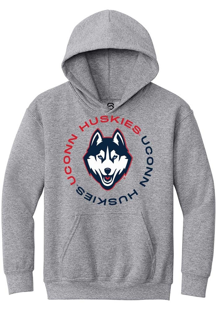 UConn Huskies Youth Circle Heather Grey Hoodie