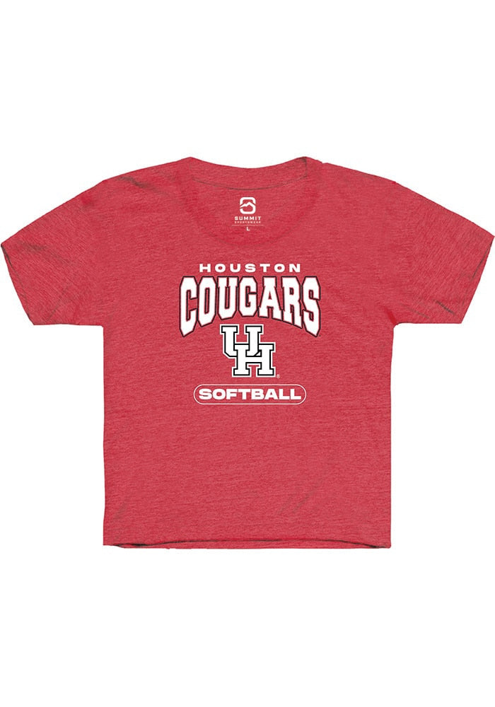 Houston Cougars Youth Red Softball Short Sleeve T-Shirt