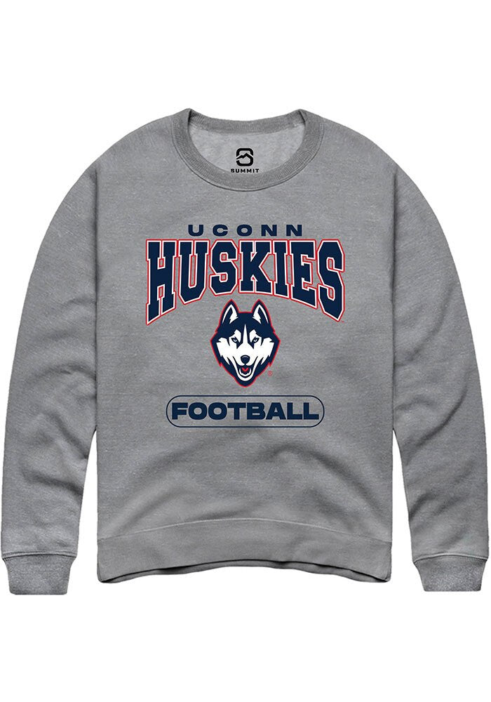 UConn Huskies Unisex Football Heather Graphite Crew Sweatshirt