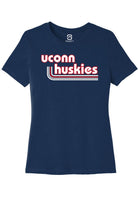 UConn Huskies Womens Stripes Heather Navy Short Sleeve T-Shirt
