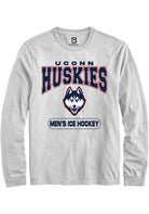 UConn Huskies Unisex Mens Ice Hockey White Long Sleeve T-Shirt