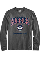 UConn Huskies Unisex Womens Swim and Dive Charcoal Long Sleeve T-Shirt