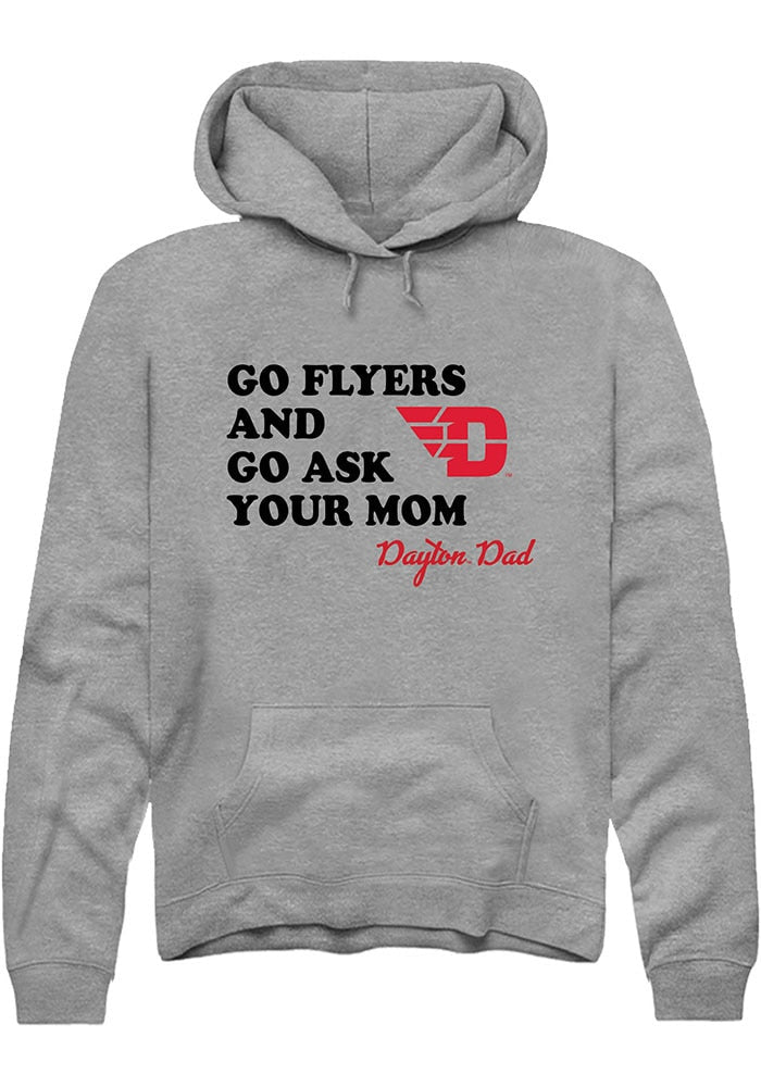 Dayton Flyers Mens Graphite Go Ask Your Mom Long Sleeve Hoodie