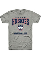 UConn Huskies Unisex Mens Track & Field Heather Grey Short Sleeve T-Shirt