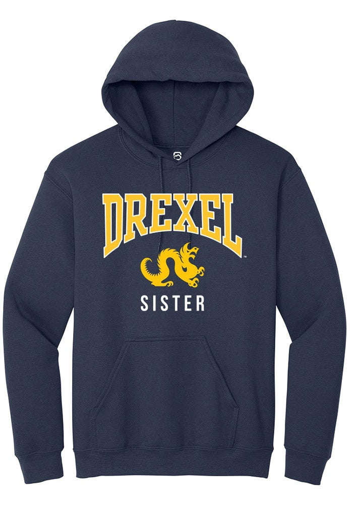 Drexel Dragons Mens Navy Blue Sister Long Sleeve Hoodie
