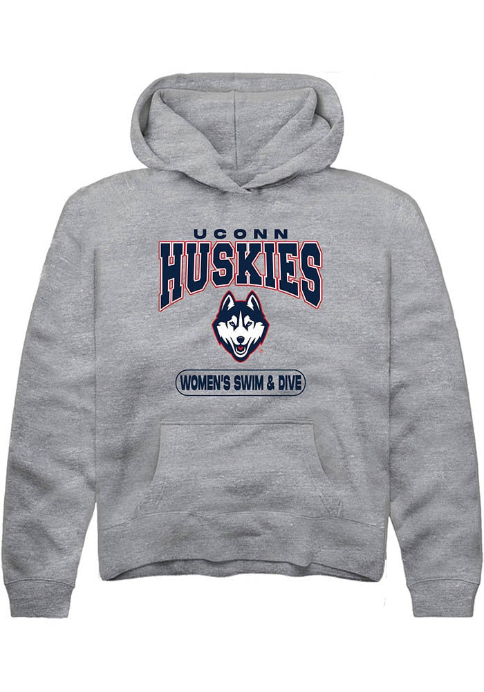 Uconn Huskies Youth Graphite Heather Womens Swim And Dive Hoodie