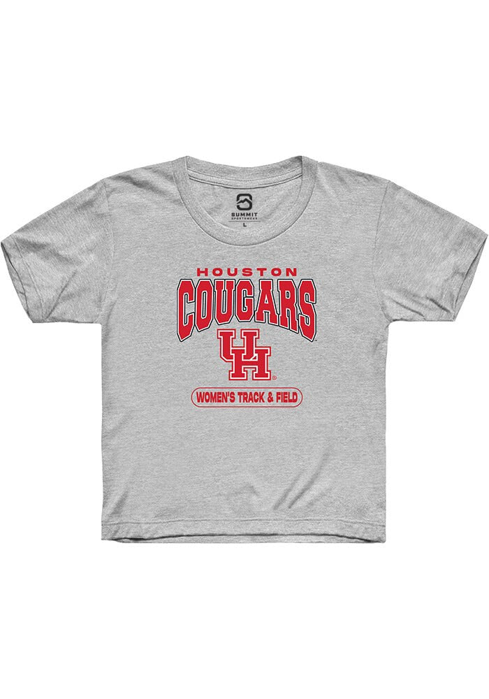 Houston Cougars Youth Grey Women's Track & Field Short Sleeve T-Shirt
