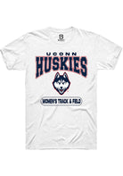 UConn Huskies Unisex Womens Track and Field White Short Sleeve T-Shirt