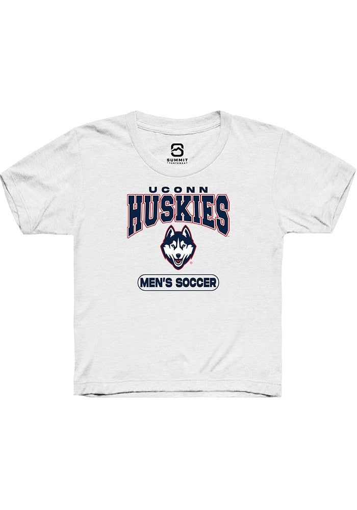UConn Huskies Youth Mens Soccer White Short Sleeve T-Shirt