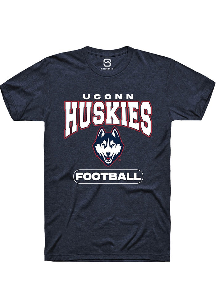 UConn Huskies Unisex Football Heather Navy Short Sleeve T-Shirt