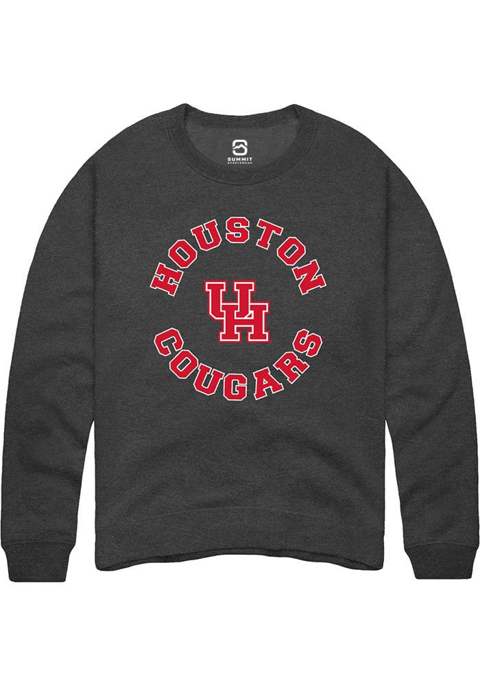 Houston Cougars Mens Charcoal Circle Long Sleeve Crew Sweatshirt