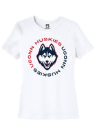 UConn Huskies Womens Circle White Short Sleeve T-Shirt