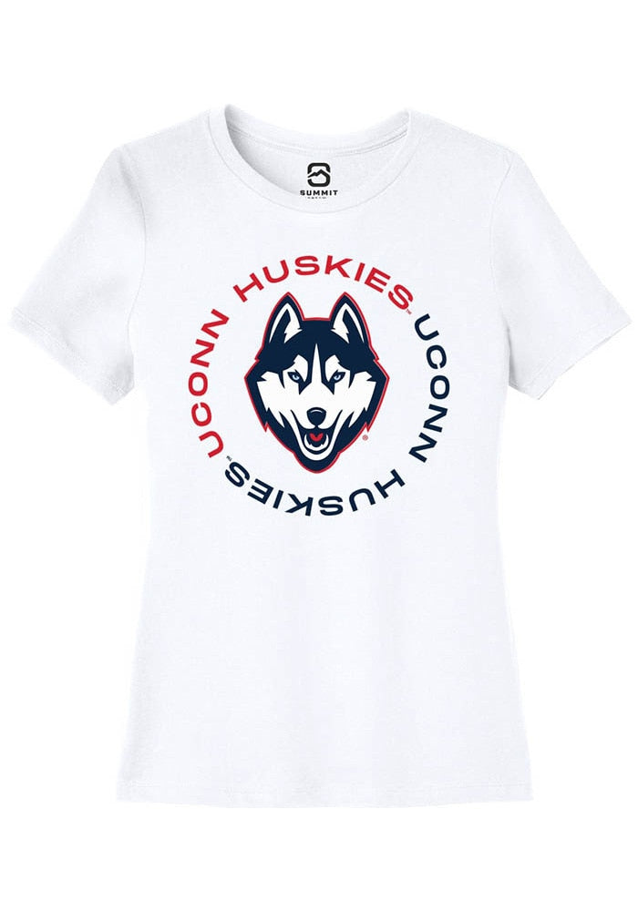 UConn Huskies Womens Circle White Short Sleeve T-Shirt