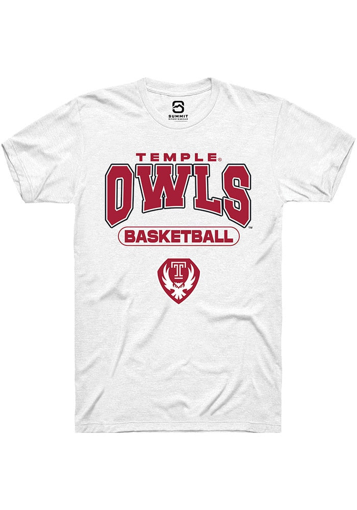 Temple Owls White Basketball Short Sleeve T-Shirt